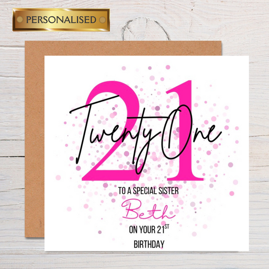 Personalised Birthday Card For Her: Custom Age, Name and Relation, Greeting Card for her