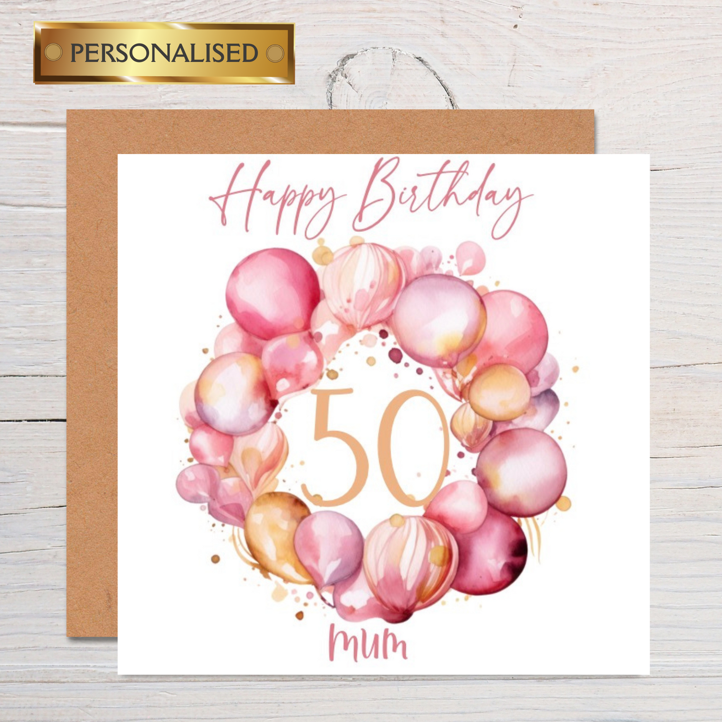 Personalised Female Birthday Card – Any Age, Name or Relation | Mum, Sister, Friend, Daughter | Balloon Wreath Design