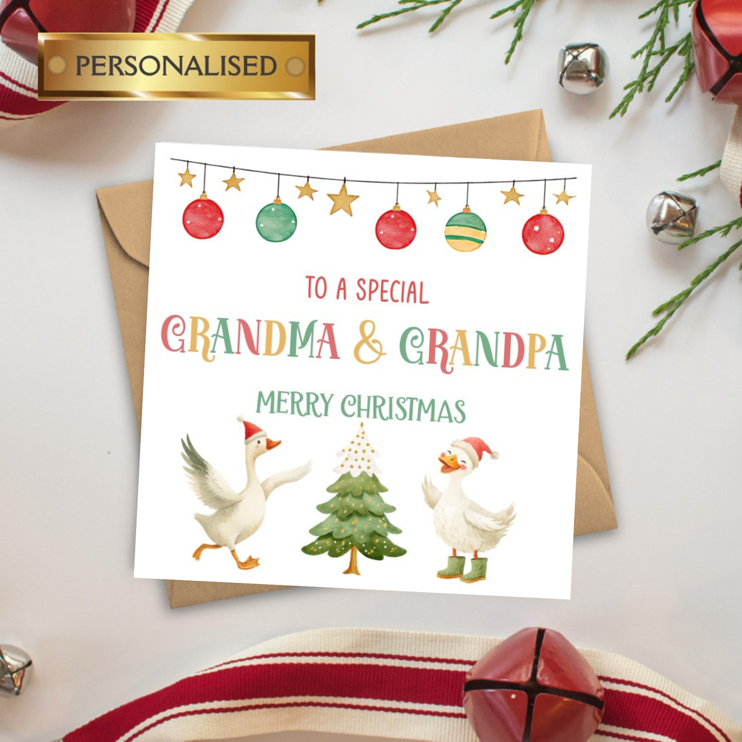Personalised Grandparents Christmas Card | Personalised Card for Nan & Grandad | Personalised Card for Grandma and Grandpa | Custom Card