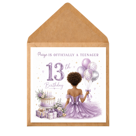 Personalised 13th Birthday Card | Teenager Birthday Card | Custom Name Card | Pink Floral Birthday Card | Girl Birthday Card