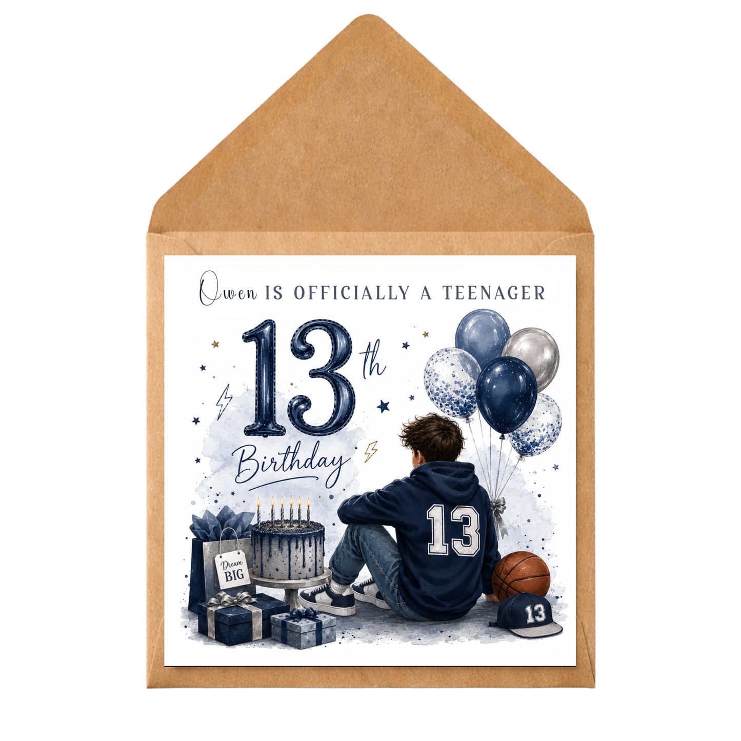 13th Birthday Card for Boy | Officially a Teenager Card | Personalised 13th Birthday Card Son Grandson Nephew Teen Boy