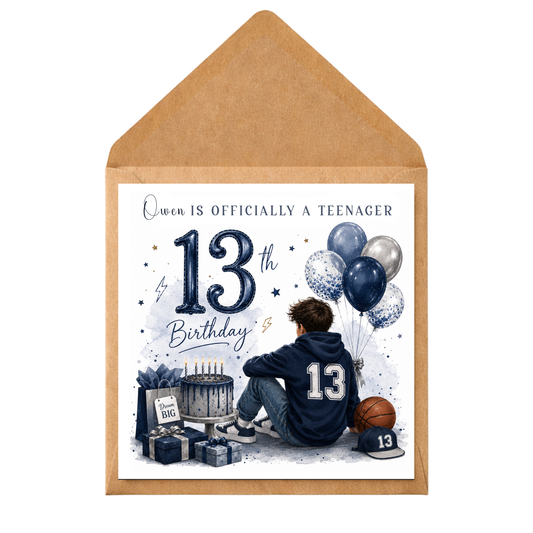 13th Birthday Card for Boy | Officially a Teenager Card | Personalised 13th Birthday Card Son Grandson Nephew Teen Boy