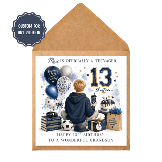 Personalised 13th Birthday Card for Son | Officially a Teenager Card | Custom Name 13th Birthday Card | Teen Boy Birthday Card