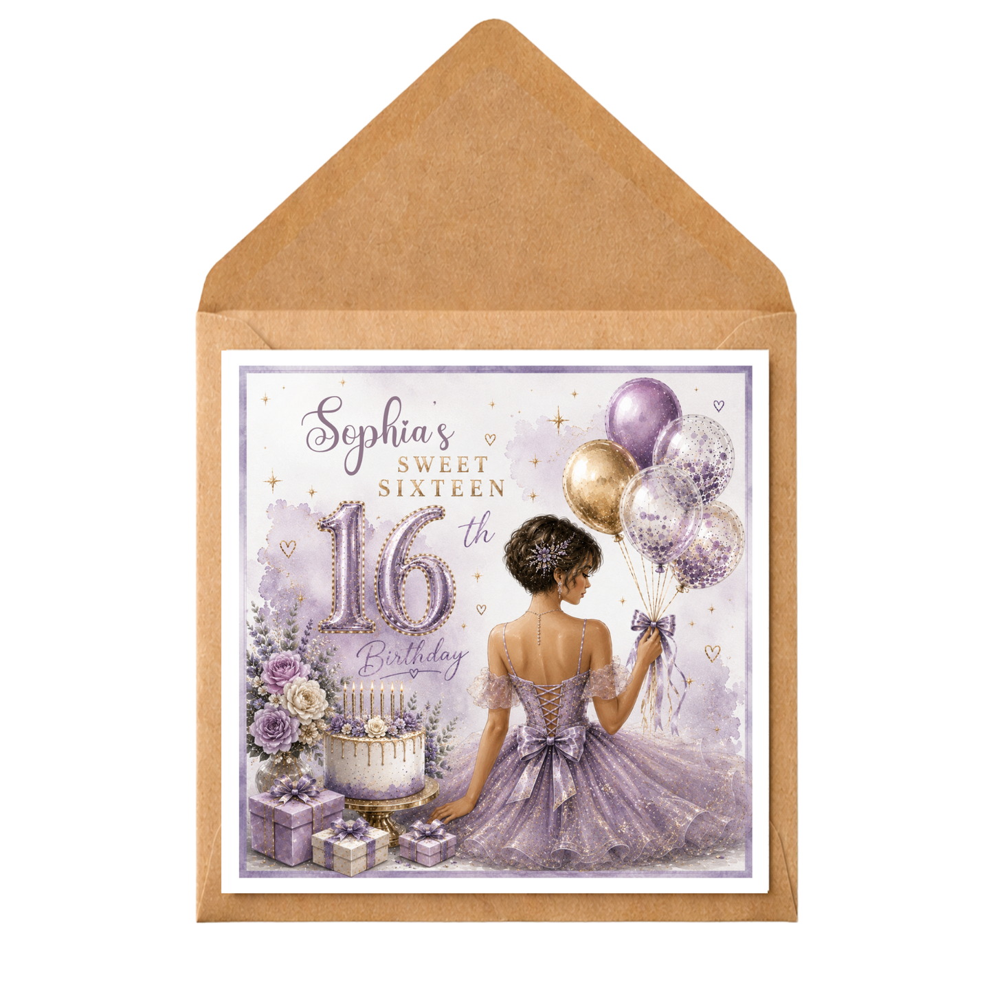 Personalised 16th Birthday Card | Sweet Sixteen Birthday Card | Birthday Card for Girl | Any Name Card | Teen Birthday Card