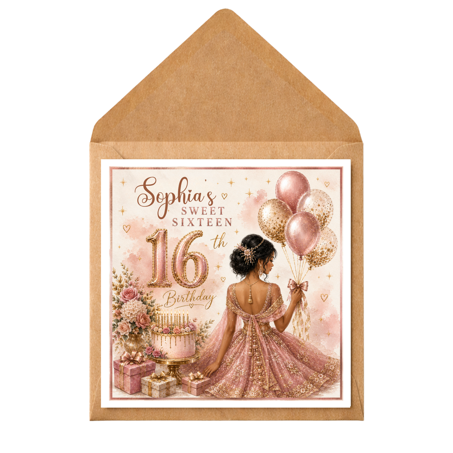 Personalised 16th Birthday Card | Sweet Sixteen Birthday Card | Birthday Card for Girl | Any Name Card | Teen Birthday Card
