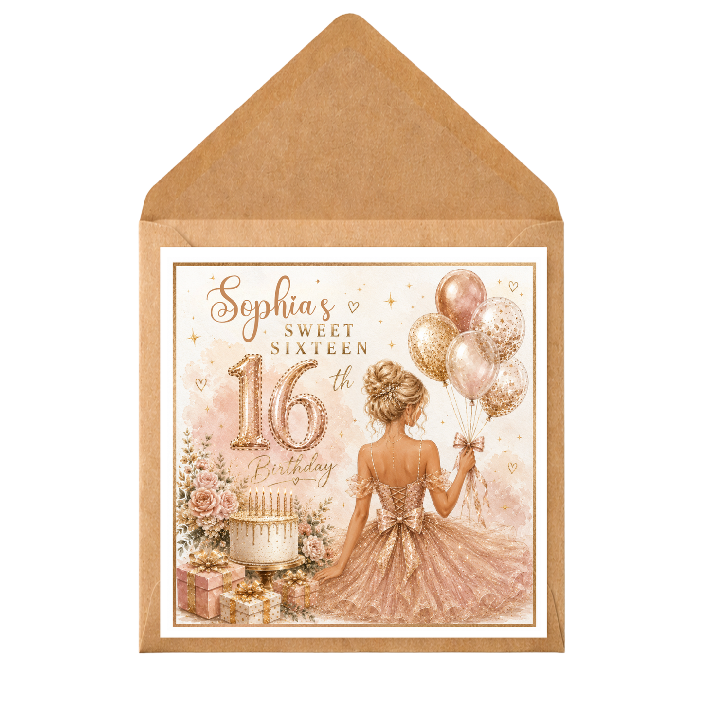 Personalised 16th Birthday Card | Sweet Sixteen Birthday Card | Birthday Card for Girl | Any Name Card | Teen Birthday Card