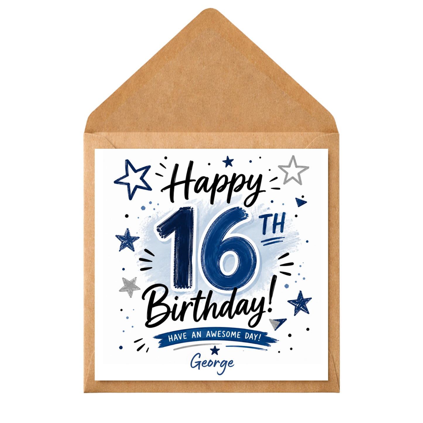 Personalised 16th Birthday Card for Boy | Custom Sweet 16 Birthday Card | Son Grandson Nephew Birthday Card | Blue Sixteenth Card