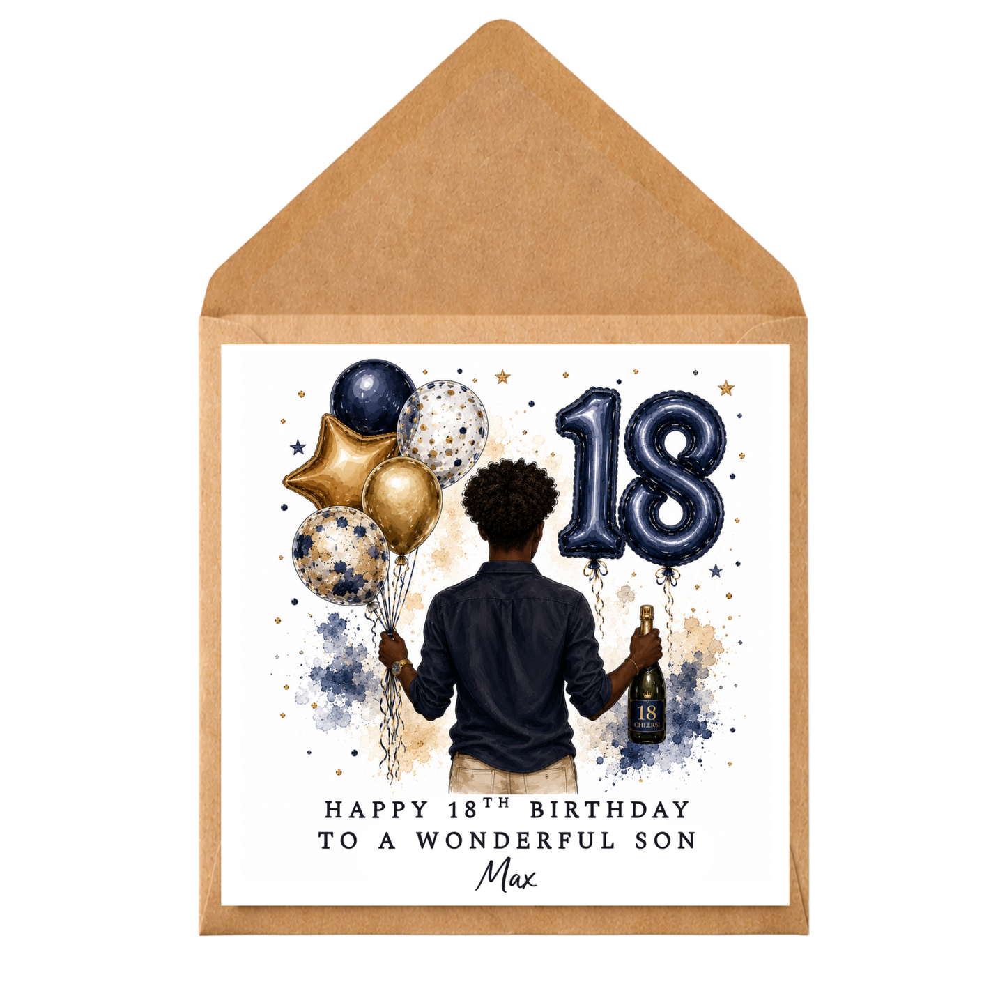 Personalised 18th Birthday Card for Son | 18th Birthday Card for Him | Custom Son Birthday Card | Blue Balloon Birthday Card