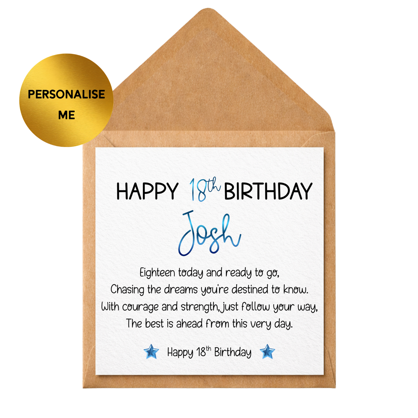 Personalised 18th Birthday Card for Personalised 18th Birthday Card for Him, Custom Name 18th Card, Son Brother Friend Grandson 18th Birthday Card, Special Milestone Birthday Card