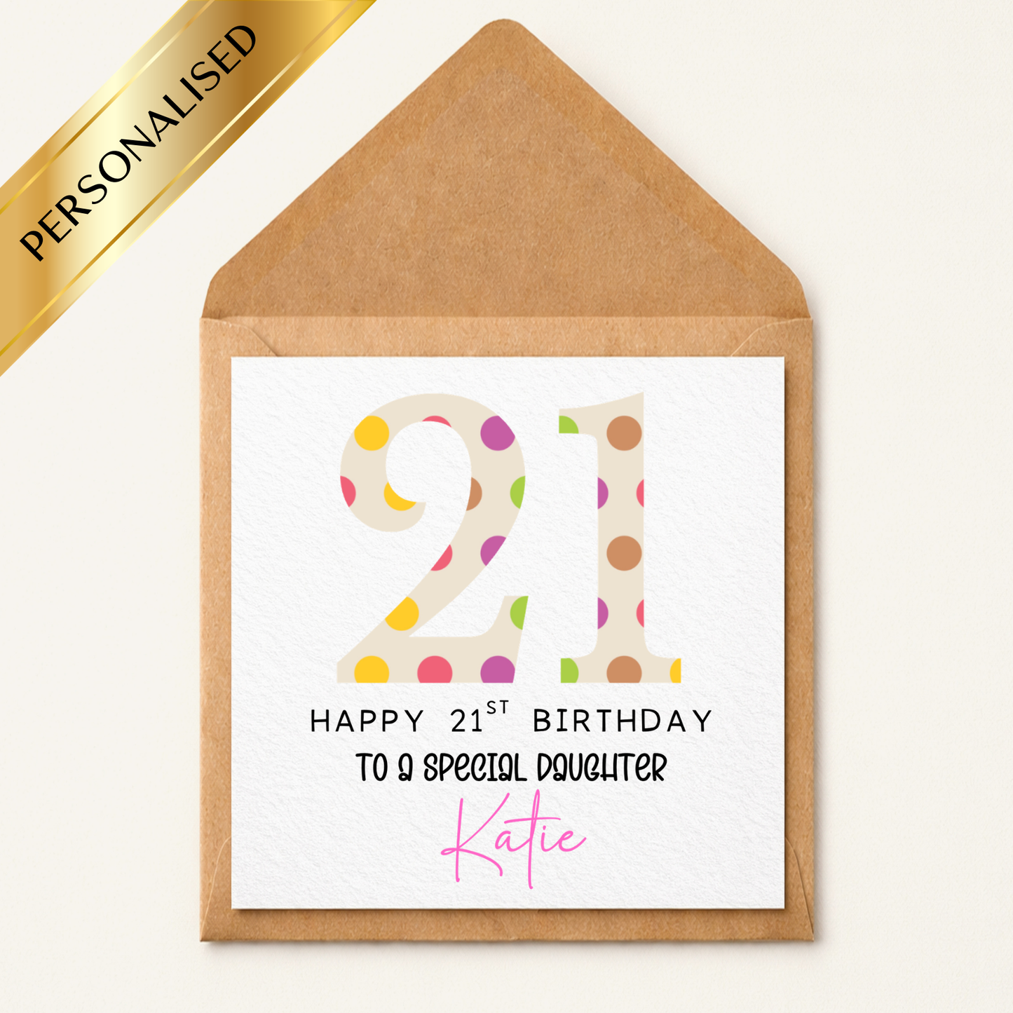 Personalised 21st Birthday Card | Custom Name 21 Birthday Card | Any Relation 21st Birthday Card | 21st Birthday Card for Her | Milestone Birthday Card