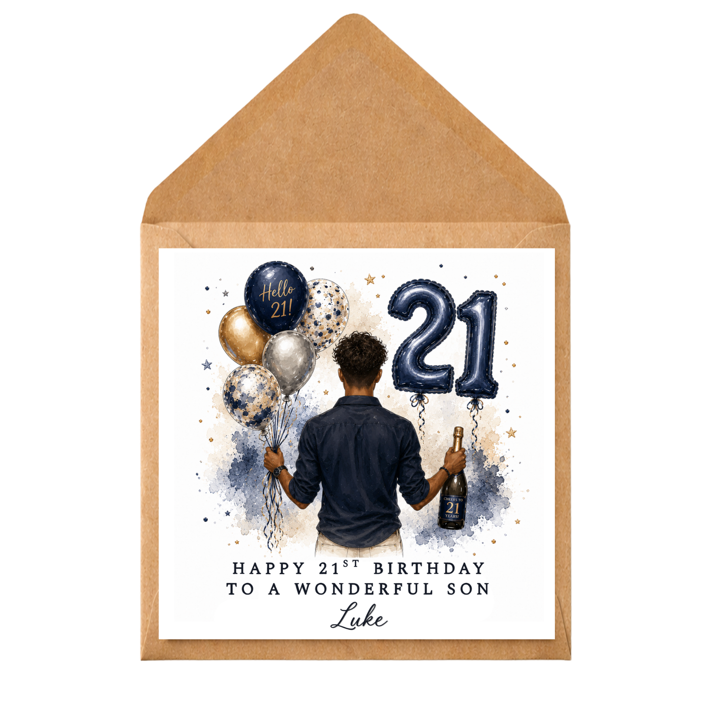 Personalised 21st Birthday Card for him | Happy 21st Birthday Son Card | Custom Name Birthday Card | 21st Birthday Keepsake | 21st Birthday