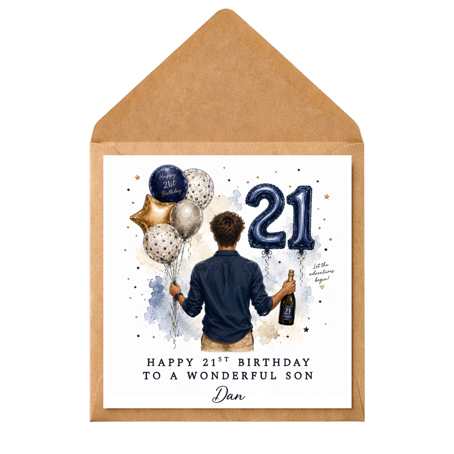 Personalised 21st Birthday Card for him | Happy 21st Birthday Son Card | Custom Name Birthday Card | 21st Birthday Keepsake | 21st Birthday