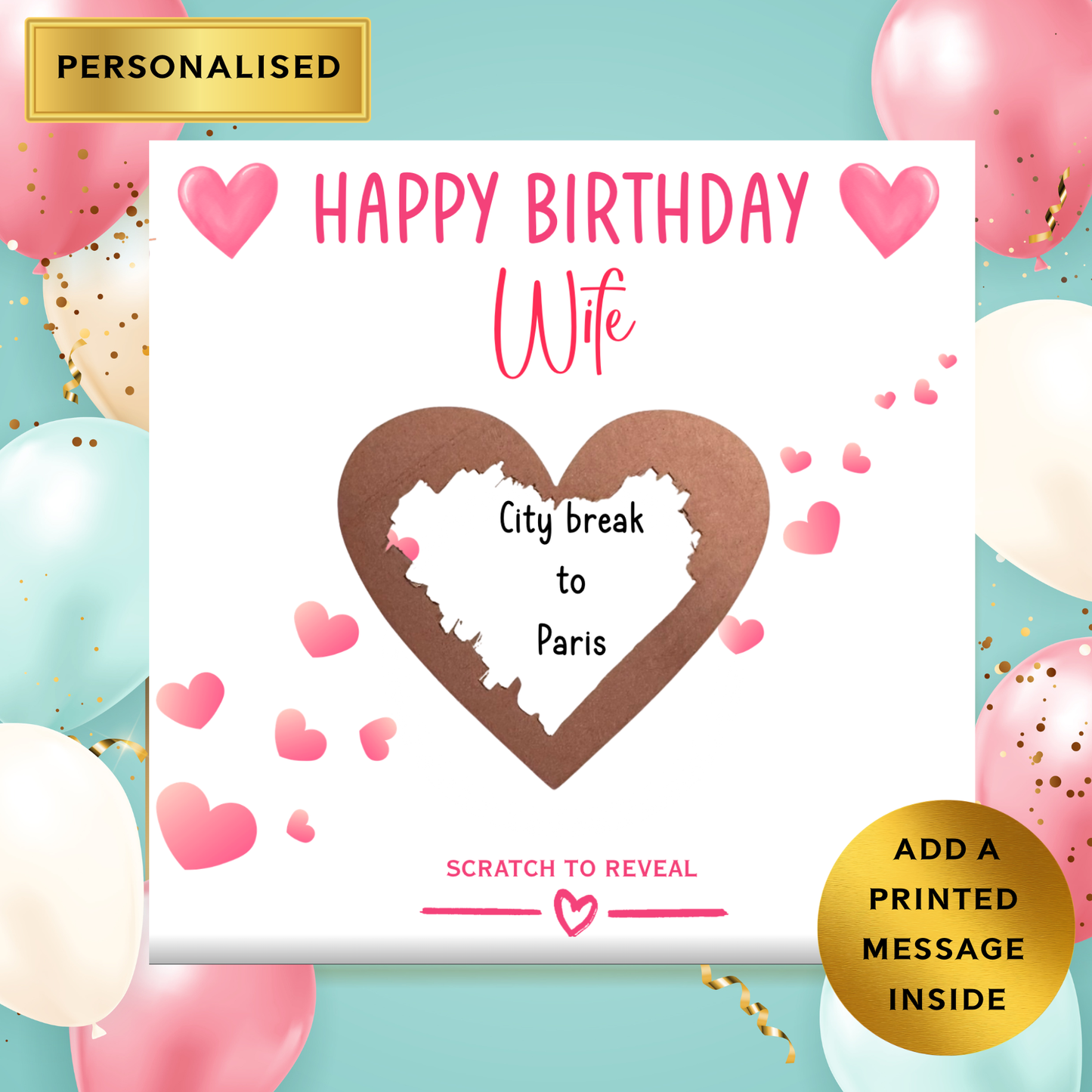 Personalised Scratch to Reveal Birthday Card – Romantic Birthday Surprise Gift