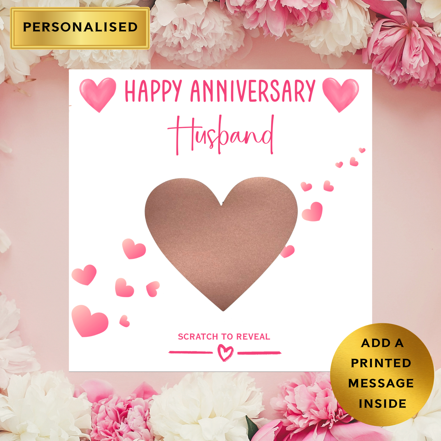 Personalised Scratch to Reveal Card | Anniversary Card for Wife, Husband or Partner | Romantic Surprise Scratch Card | Custom Reveal Gift