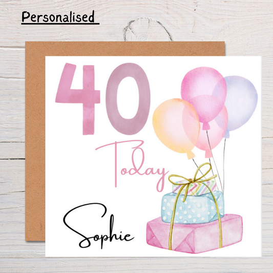 Personalised 40th Birthday Card: Custom Name & Age