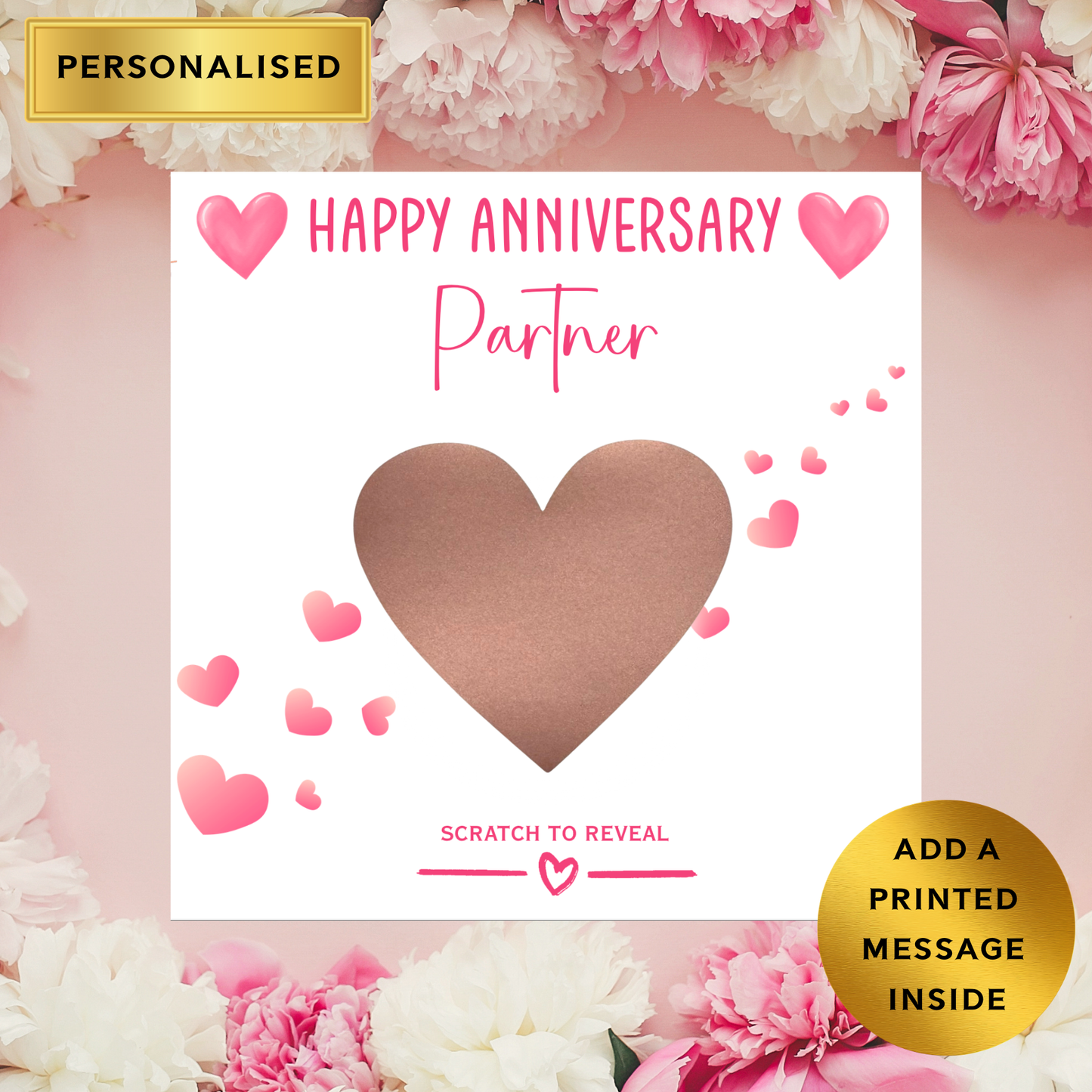 Personalised Scratch to Reveal Card | Anniversary Card for Wife, Husband or Partner | Romantic Surprise Scratch Card | Custom Reveal Gift