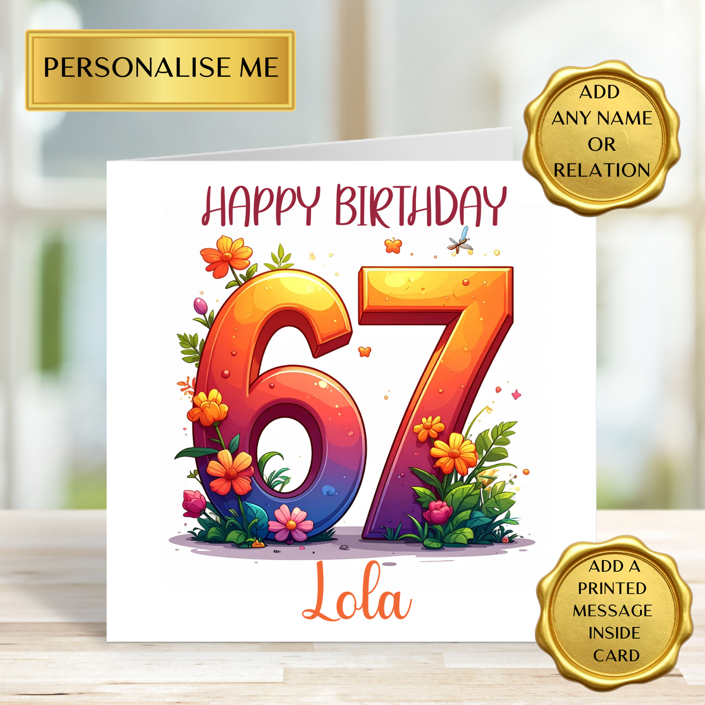 Personalised 6 7 Birthday Card for Daughter Niece Friend Granddaughter Fun Kids Teens, Premium Quality Cardstock, Blank Inside, UK