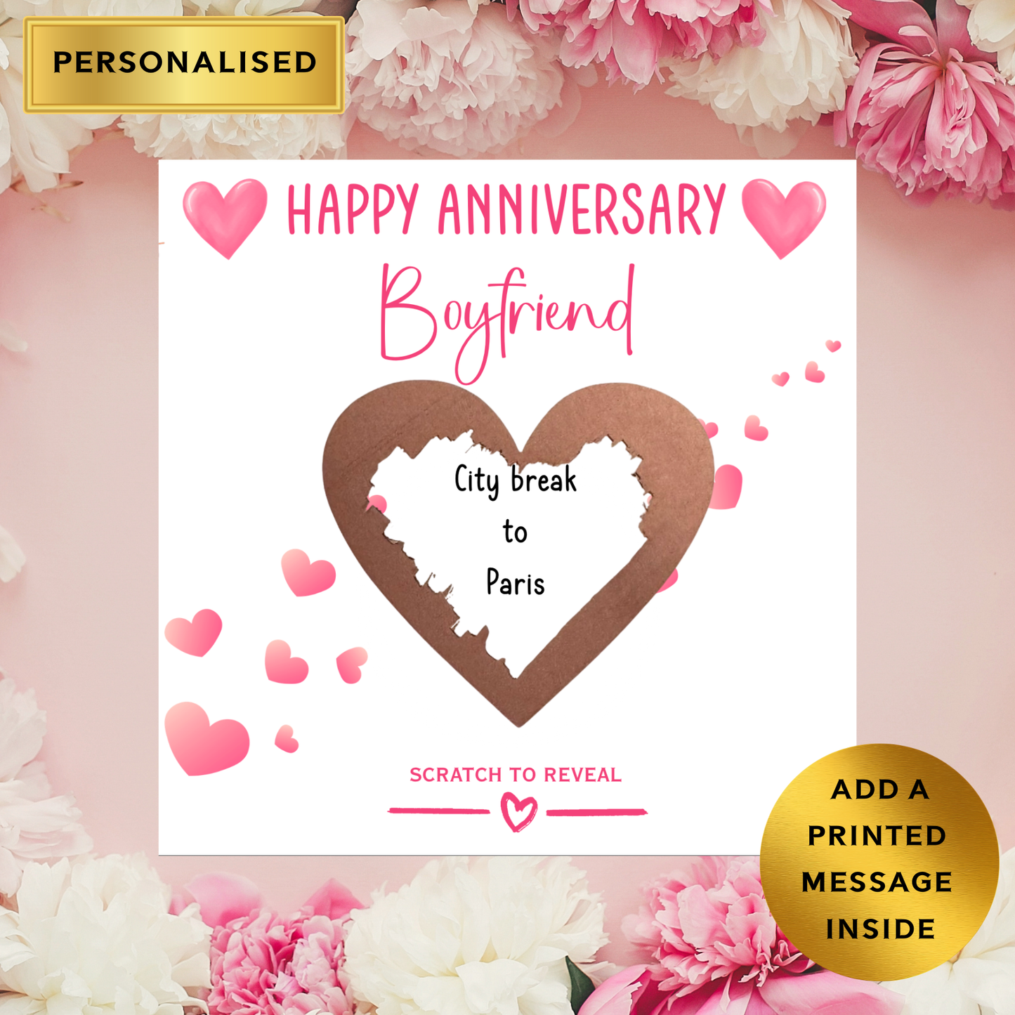 Personalised Scratch to Reveal Card | Anniversary Card for Wife, Husband or Partner | Romantic Surprise Scratch Card | Custom Reveal Gift