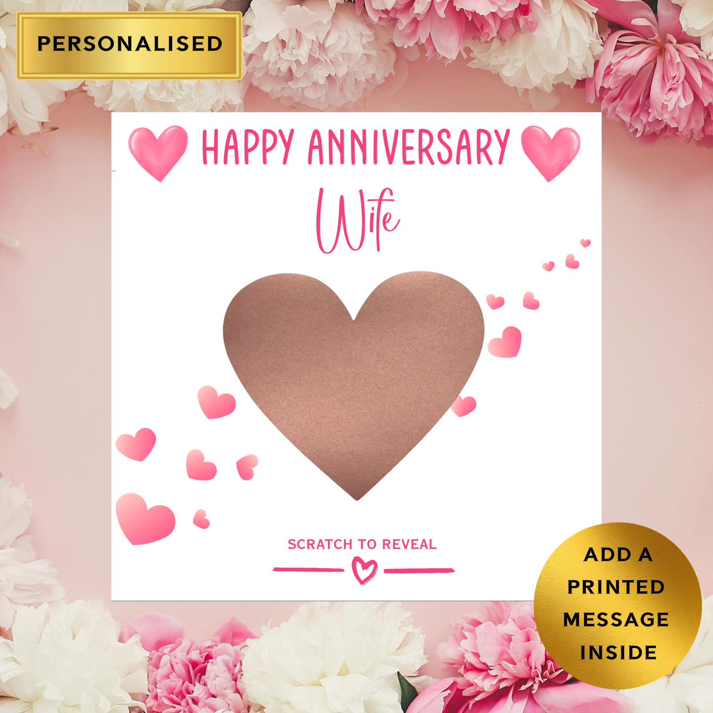 Personalised Scratch to Reveal Card | Anniversary Card for Wife, Husband or Partner | Romantic Surprise Scratch Card | Custom Reveal Gift