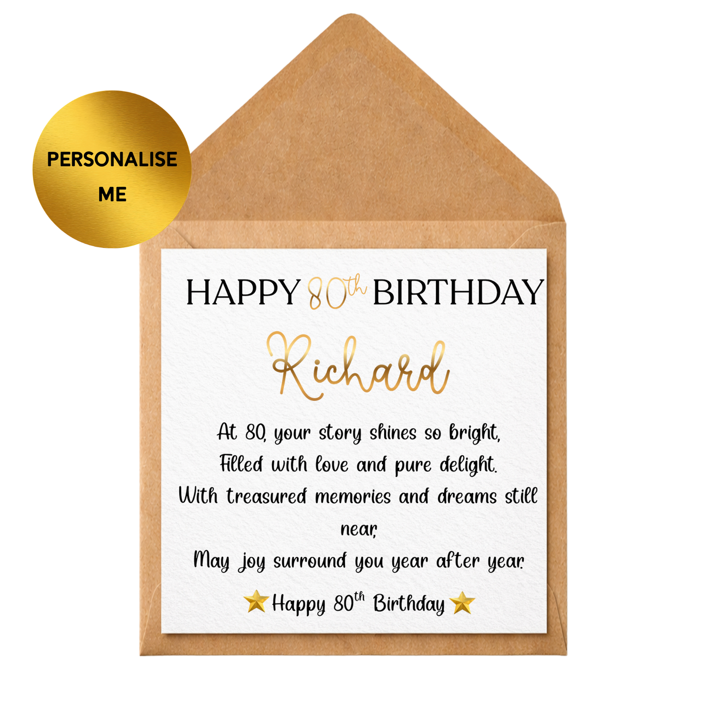 Personalised 80th Birthday Card | Custom Name 80th Birthday Card | Happy 80th Birthday Card | 80th Card for Him Her | Milestone Birthday Card
