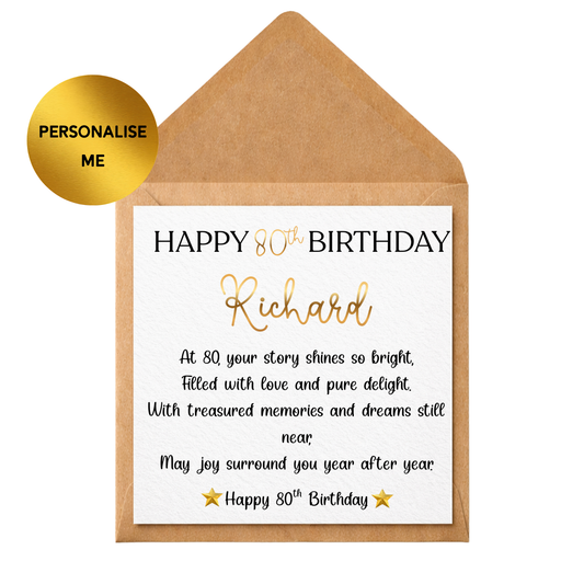 Personalised 80th Birthday Card | Custom Name 80th Birthday Card | Happy 80th Birthday Card | 80th Card for Him Her | Milestone Birthday Card (Copy)