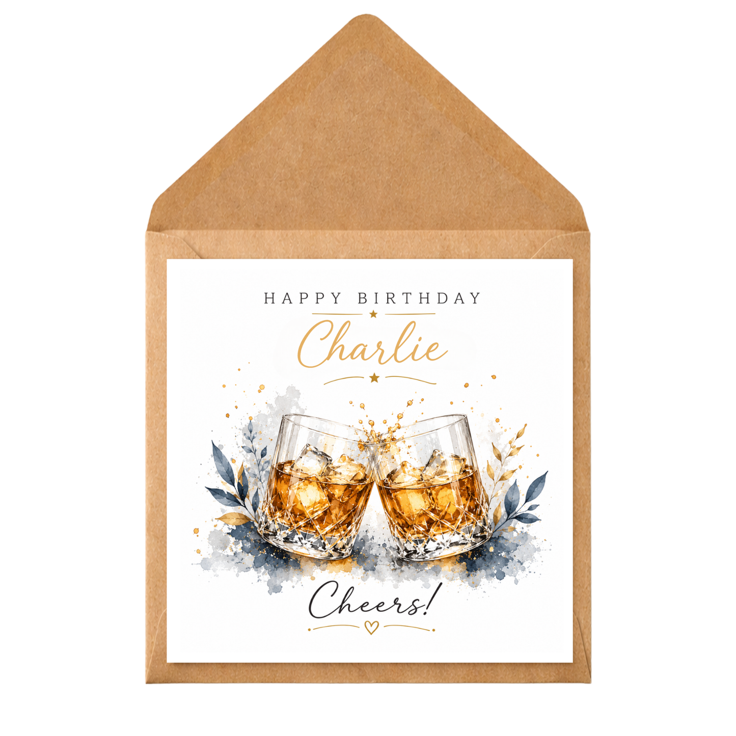Personalised Whisky Birthday Card for Him | Custom Whiskey Lover Birthday Card | Cheers Card | Dad Husband Brother Friend Birthday