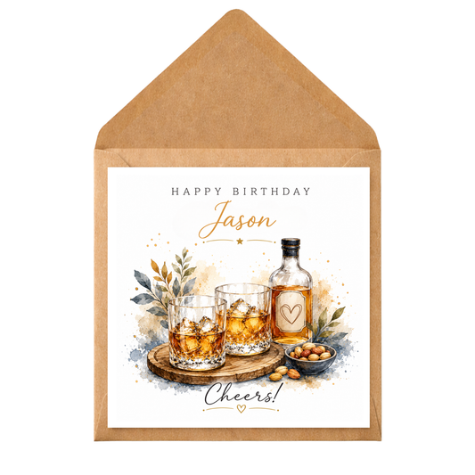 Personalised MilestonePersonalised Whiskey Birthday Card for Him | Custom Whisky Lover Birthday Card | Dad Husband Brother Son Friend Birthday Card