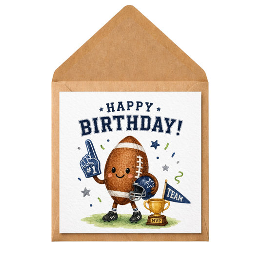 American Football Birthday Card | Sports Birthday Card for Him | Cute Football Card | Handmade Birthday Card | Male Birthday Greeting Card
