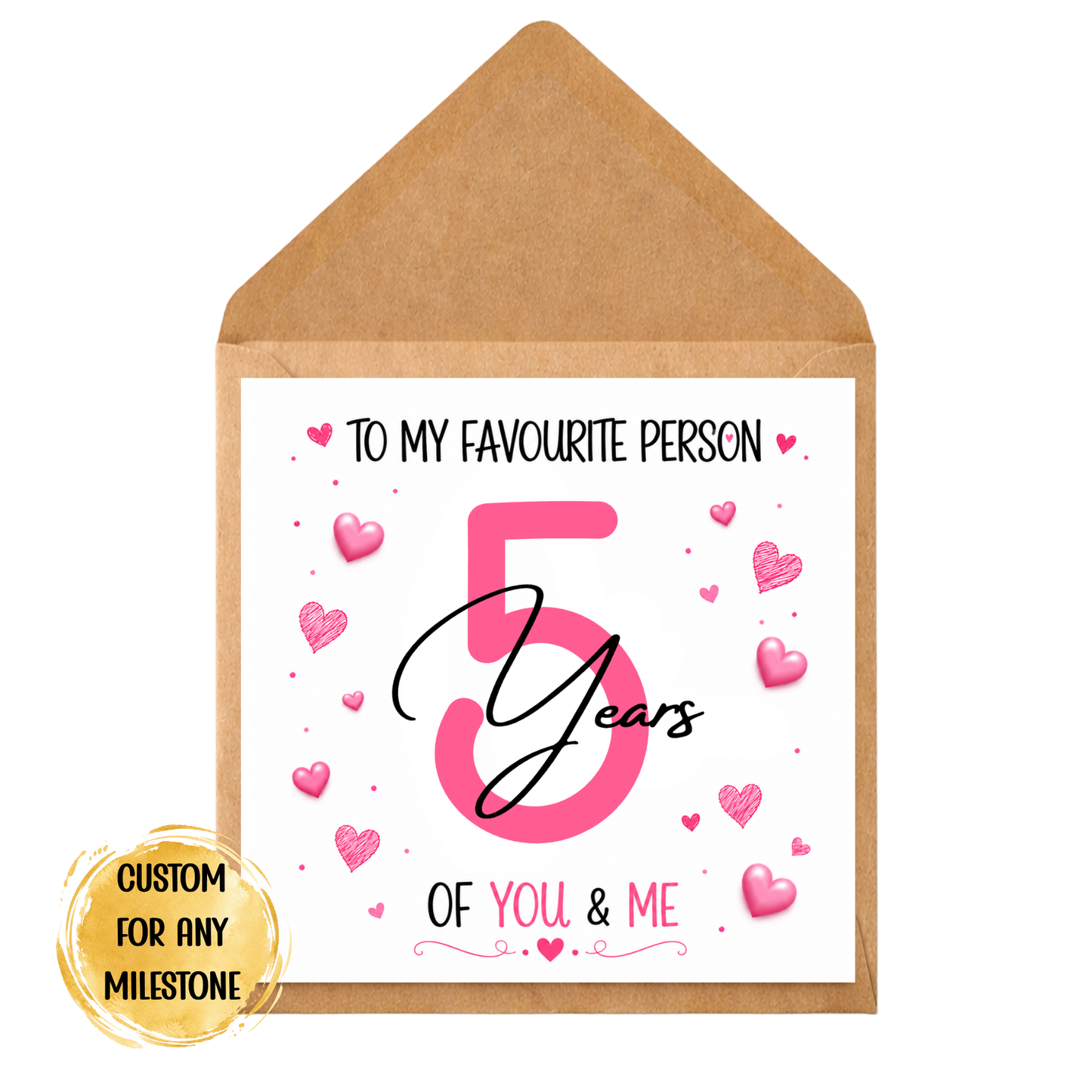 Personalised Anniversary Card – To My Favourite Person | Custom Years Together Card | Romantic You & Me Celebration Card