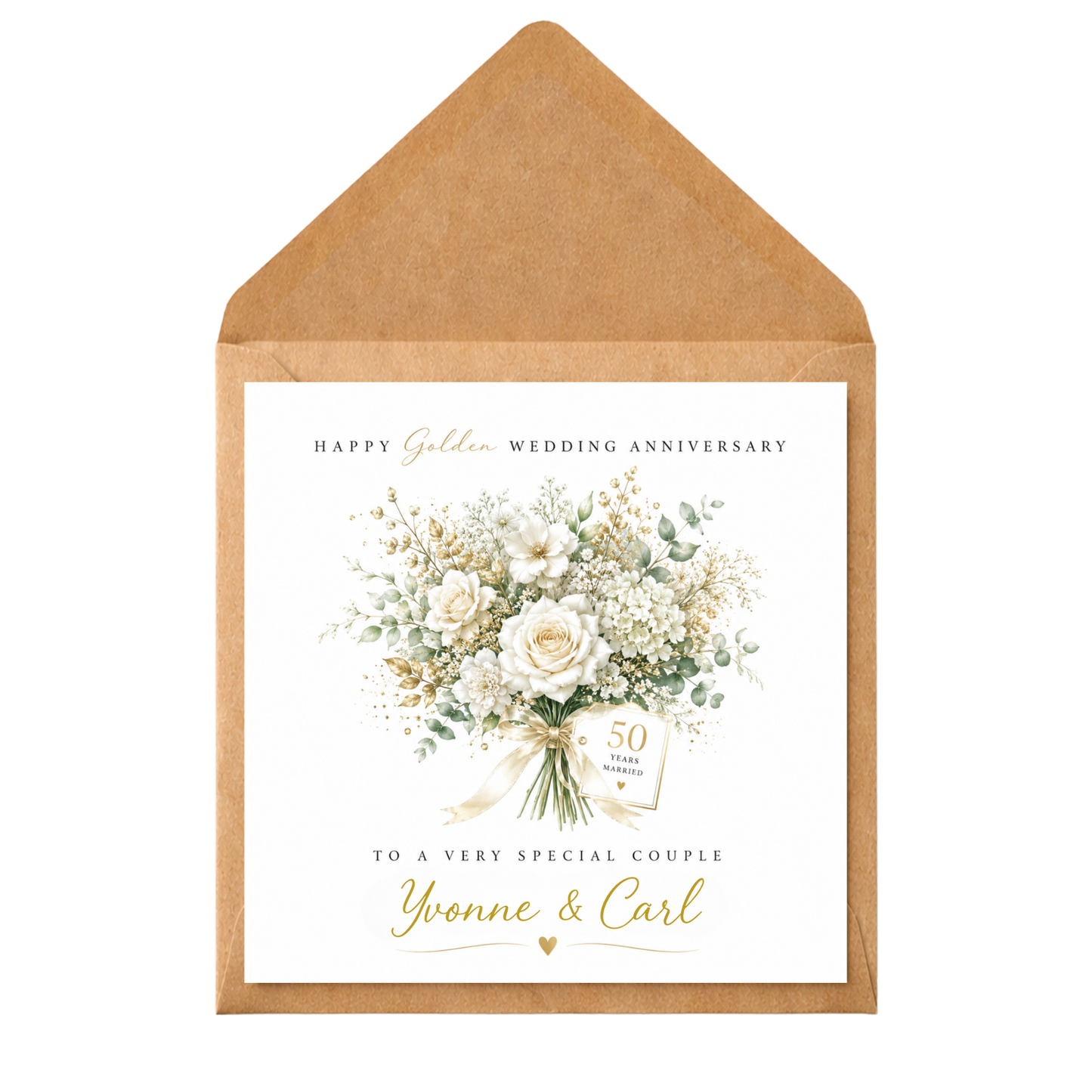 Personalised 50th Wedding Anniversary Card, Golden Wedding Anniversary Card, Personalised Golden Anniversary Card, Custom Couple Card