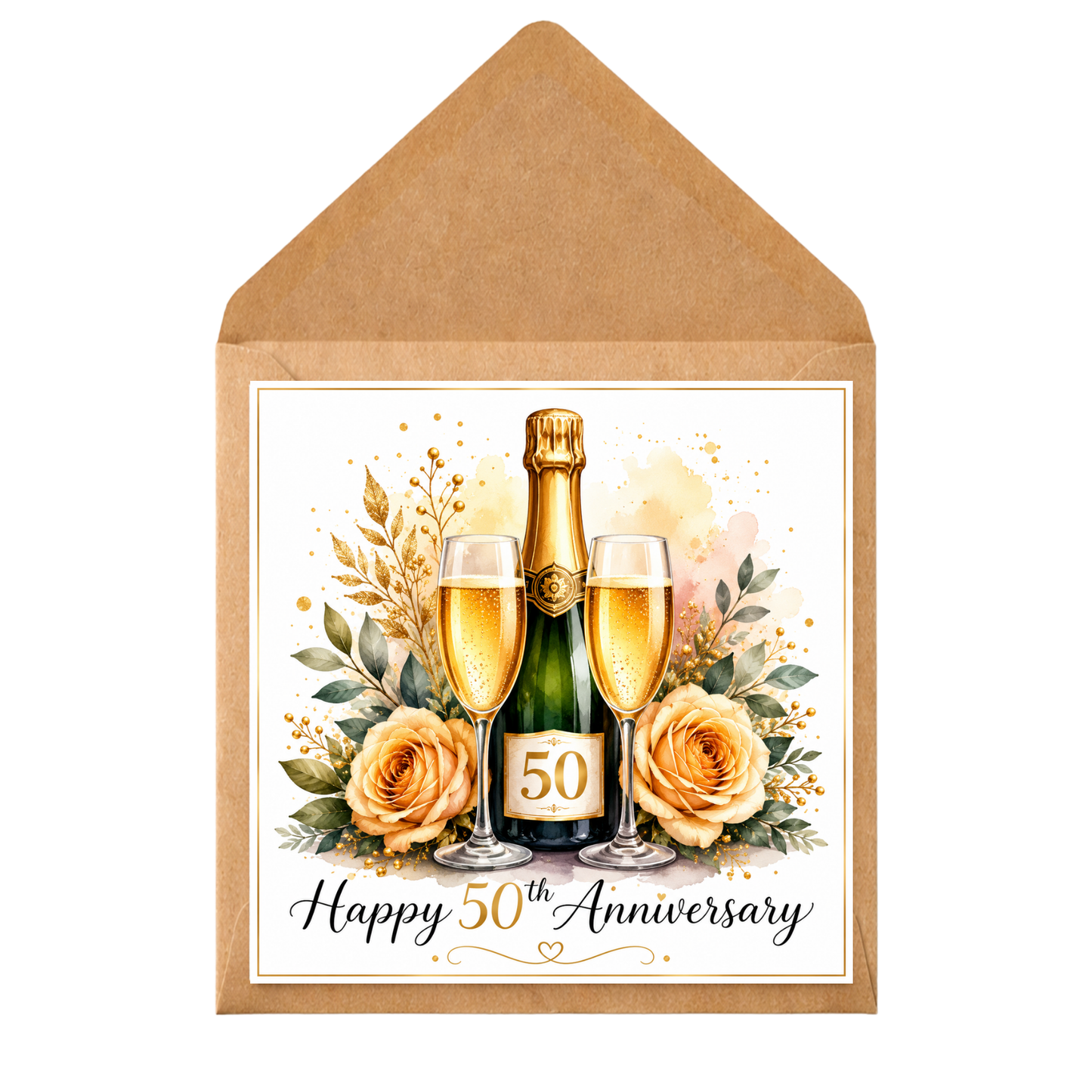Personalised 50th Wedding Anniversary Card – Golden Anniversary Card – 50 Years Married Card – Champagne Anniversary Card – Custom 50th Card