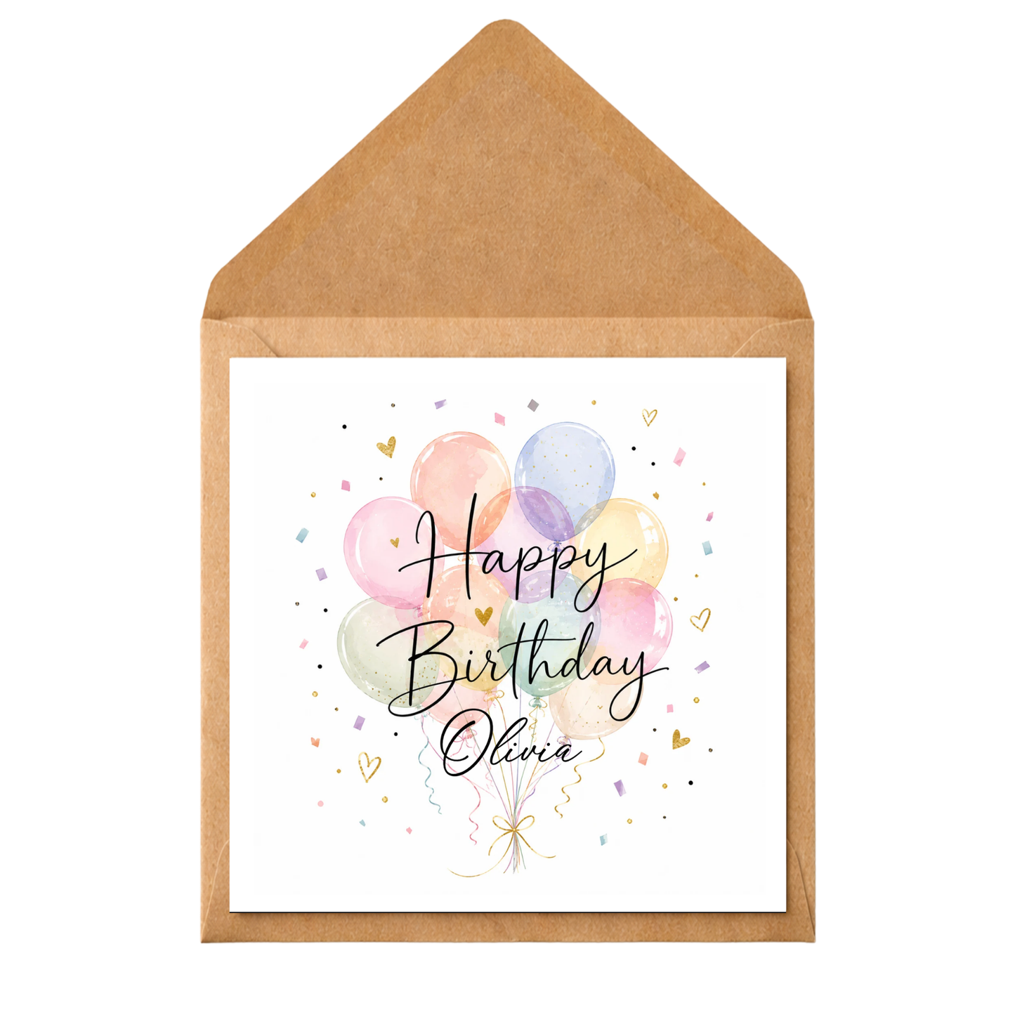 Personalised Balloon Birthday Card | Custom Name Birthday Card | Elegant Watercolour Balloons | Birthday Card for Her | Daughter Friend Sister