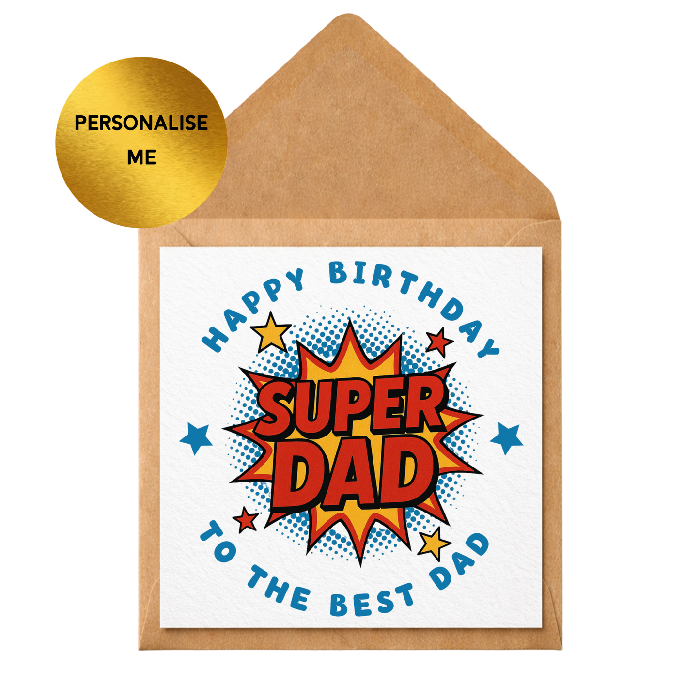 Personalised Super Dad Birthday Card | Funny Dad Birthday Card | Custom Superhero Card for Dad | Comic Style Birthday Card | Dad Greeting Card