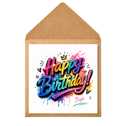 Personalised Graffiti Birthday Card for Girls, Custom Name Birthday Card, Pink Street Art Card, Cool Teen Birthday Card