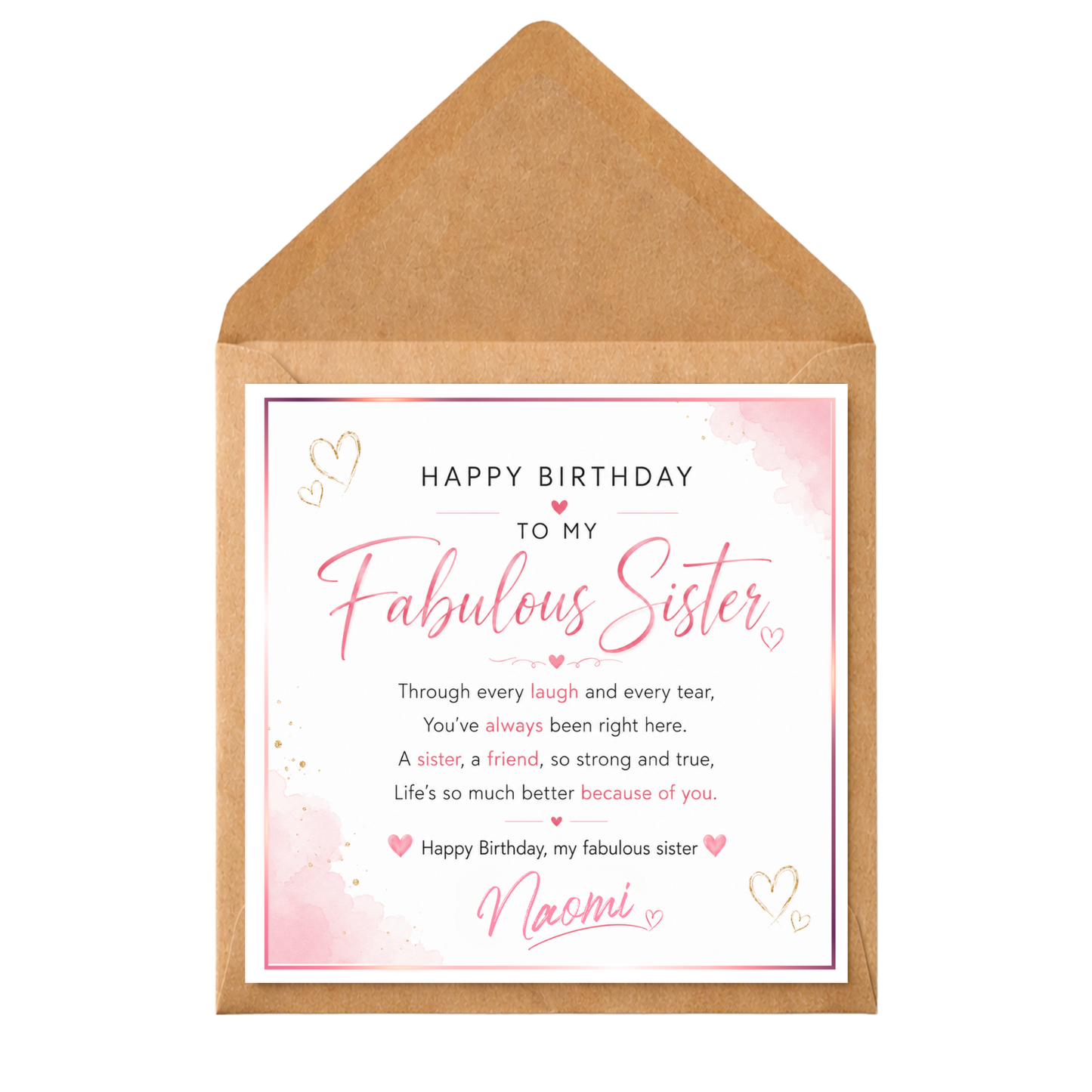 Personalised Sister Birthday Card, Fabulous Sister Card, Birthday Card For Sister From Sister, Special Sister Gift, Custom Name Card