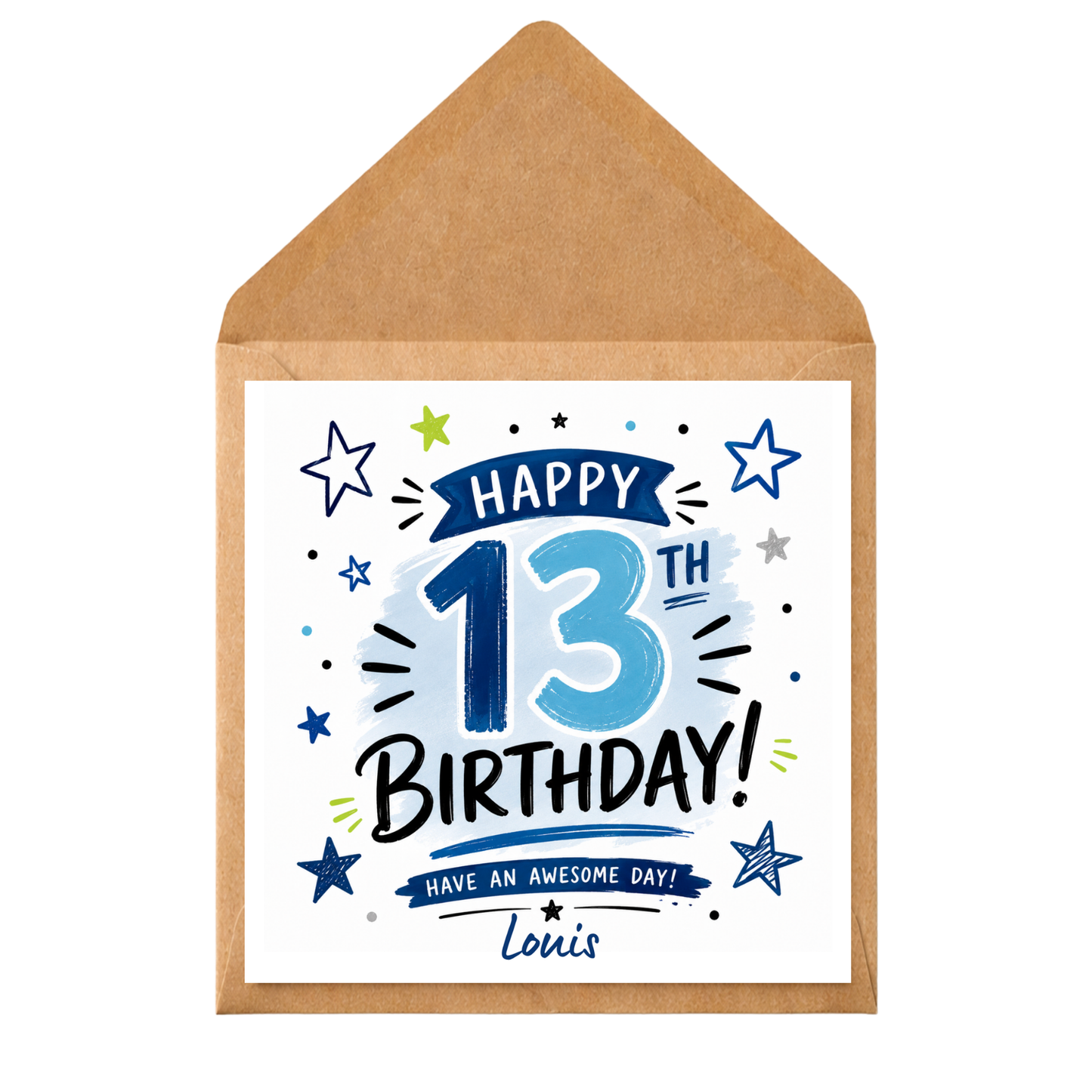 Personalised 13th Birthday Card for Boy | Custom Name 13th Birthday Card | Teenage Boy Birthday Card | Son Grandson Nephew Age 13