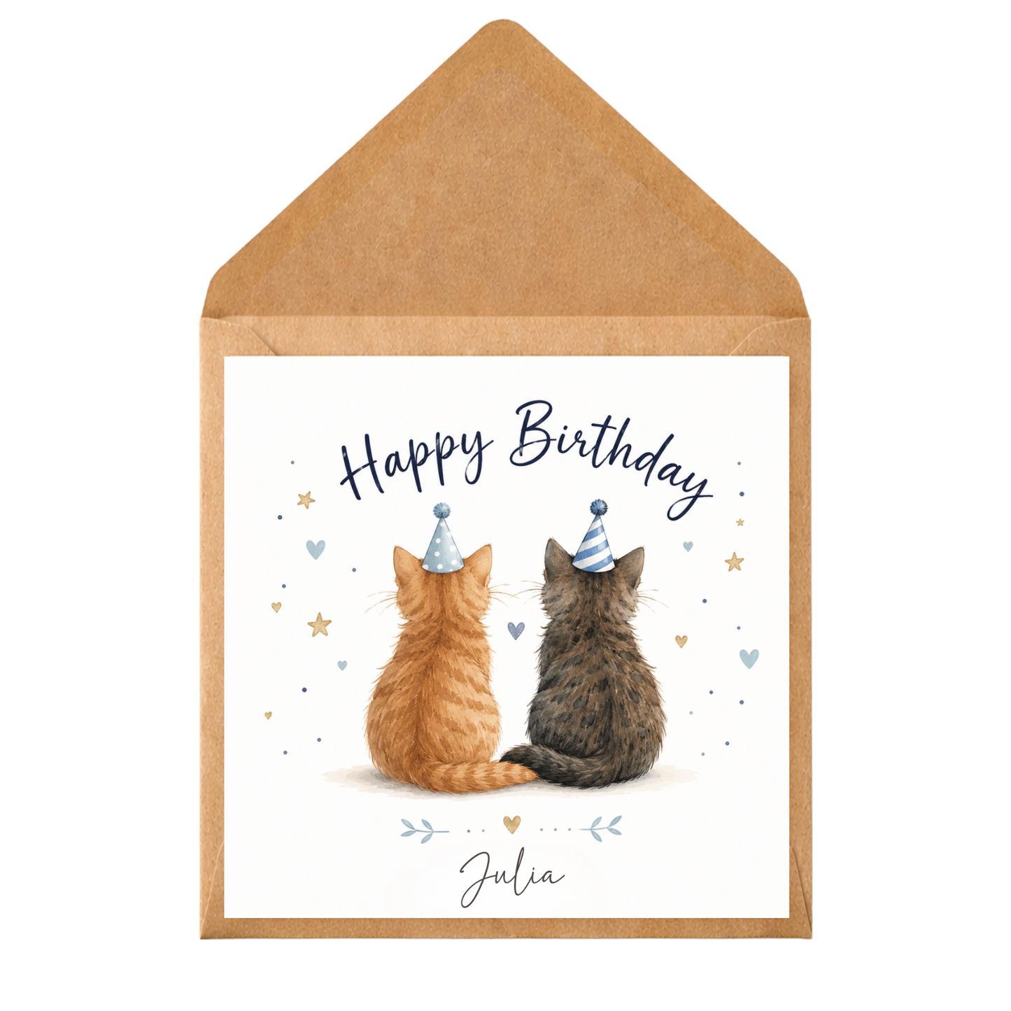 Personalised Cat Birthday Card | Custom Name Birthday Card | Cat Lover Birthday Card | Cute Watercolour Cats Card | Pet Owner Birthday Card
