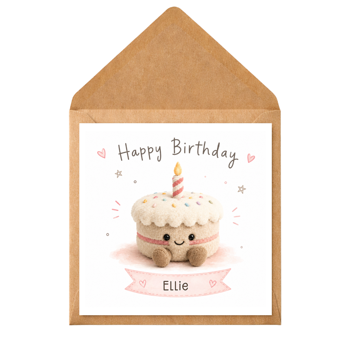 Personalised Cute Birthday Cake Card | Custom Birthday Card | Cake Greeting Card | Birthday Card for Daughter, Granddaughter, Niece, Friend
