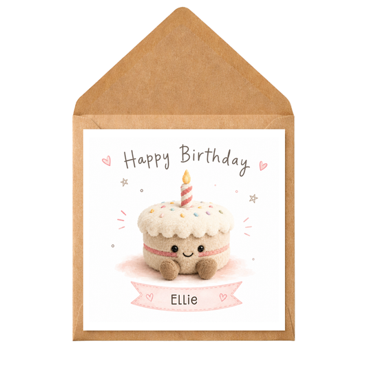 Personalised Cute Birthday Cake Card | Custom Birthday Card | Cake Greeting Card | Birthday Card for Daughter, Granddaughter, Niece, Friend