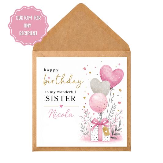 Personalised Birthday Card for Her | Custom Birthday Card | Mum Sister Friend Daughter Nan Auntie Wife Grandma Nan Niece Birthday Card