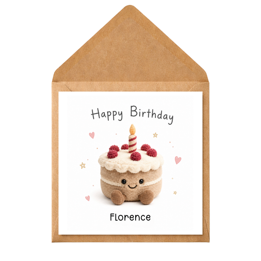 Personalised Cute Birthday Cake Card | Custom Birthday Card | Cake Greeting Card | Birthday Card for Daughter, Granddaughter, Niece, Friend