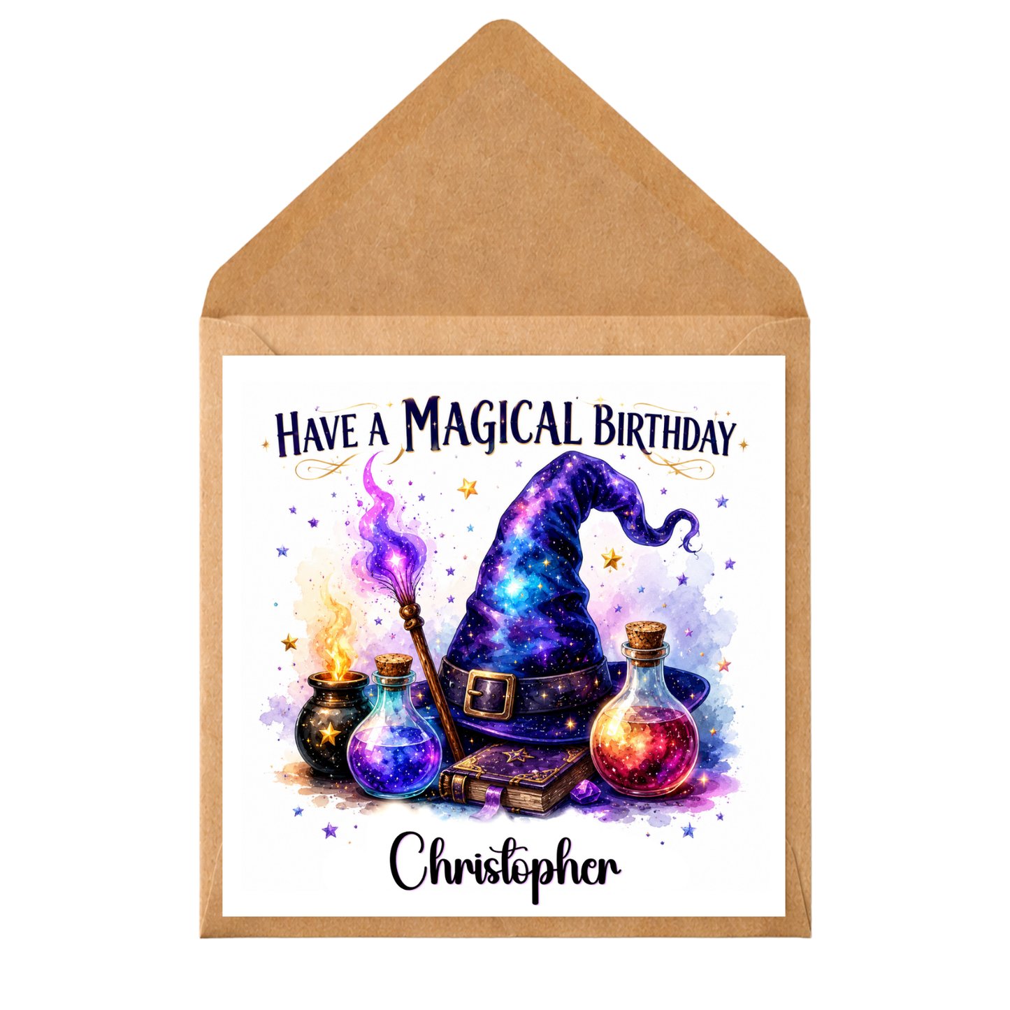 Personalised Magical Birthday Card | Wizard Theme Card | Fantasy Potion Card | Add Any Name/Relation | Kids Birthday | Boys Girls Card