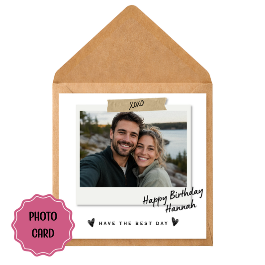 Personalised Photo Birthday Card | Custom Polaroid Picture Card | Any Name & Message | Birthday Card for Girlfriend, Boyfriend, Wife, Husband, Friend