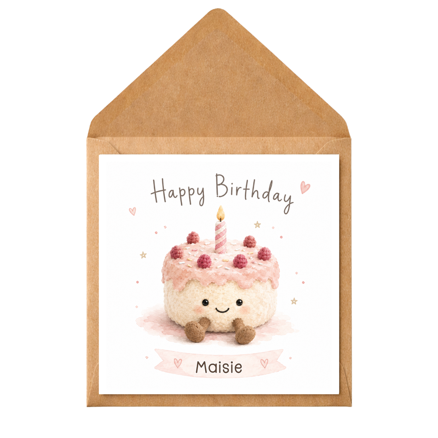 Personalised Cute Birthday Cake Card | Custom Birthday Card | Cake Greeting Card | Birthday Card for Daughter, Granddaughter, Niece, Friend