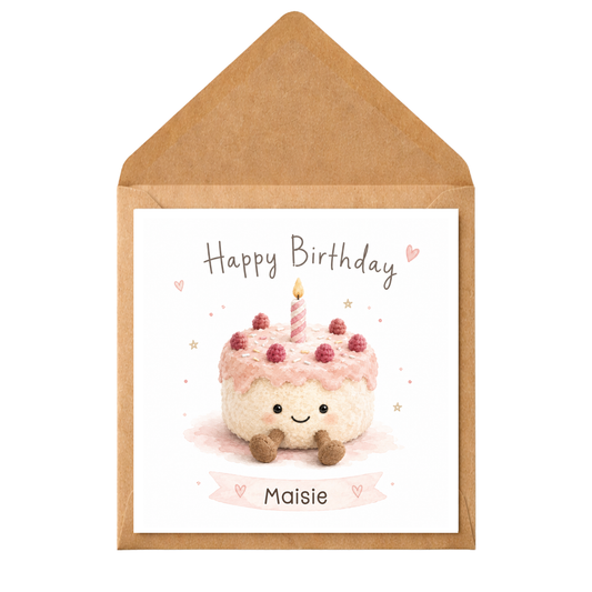 Personalised Cute Birthday Cake Card | Custom Birthday Card | Cake Greeting Card | Birthday Card for Daughter, Granddaughter, Niece, Friend