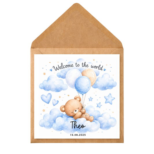 Personalised New Baby Boy Card