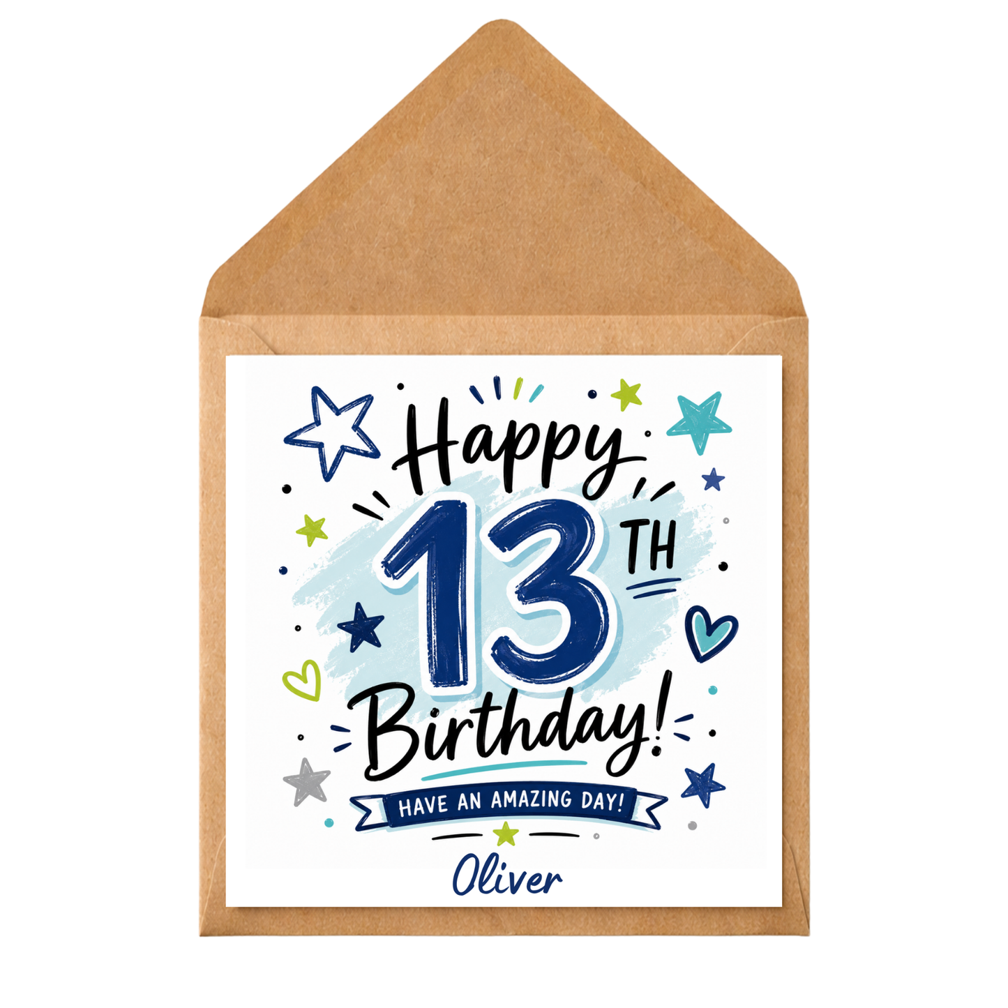 Personalised 13th Birthday Card for Boy | Custom Name 13th Birthday Card | Teenage Boy Birthday Card | Son Grandson Nephew Age 13