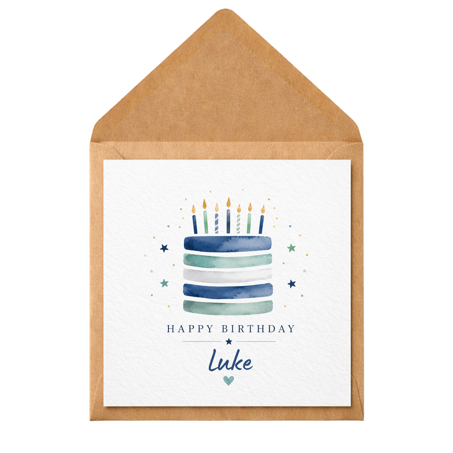 Personalised Birthday Card for Him | Watercolour Birthday Cake Card | Custom Name Birthday Card | Son Grandson Brother