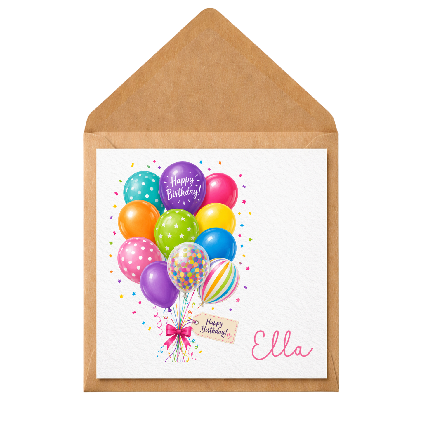 Personalised Balloon Bouquet Birthday Card | Colourful Birthday Balloons Card | Custom Name Birthday Card | Cute Birthday Card for Her, Kids & Friends