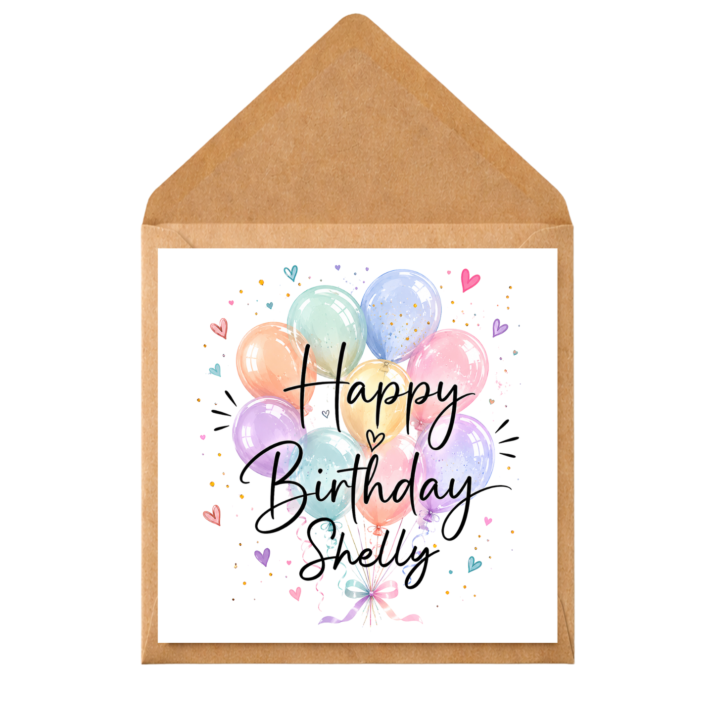 Pastel Balloon Birthday Card | Personalised Birthday Card for Her | Cute Watercolour Birthday Balloons | Custom Name Birthday Card
